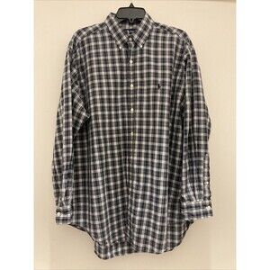 Ralph Lauren Shirt Mens 17 34/35 Yarmouth Button Plaid  Classic Pony Logo